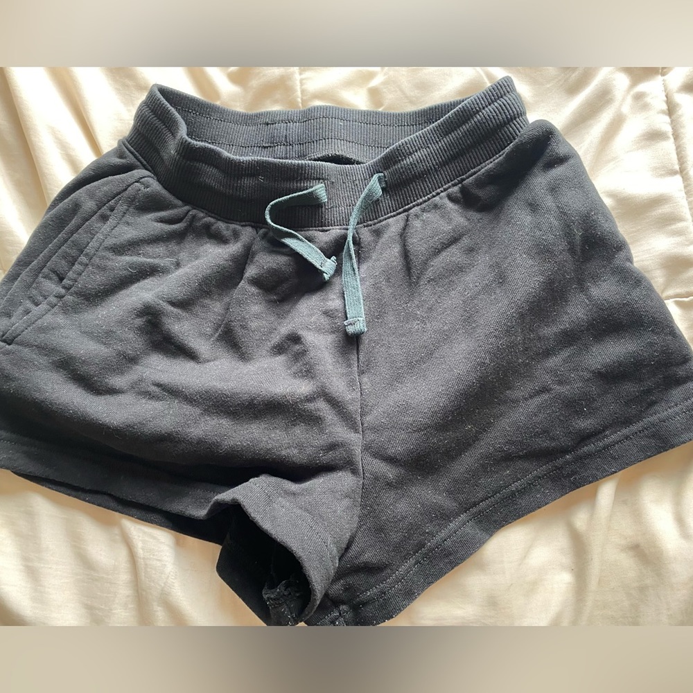YoungLA Black Womens Lounge Shorts with Teal Drawstring